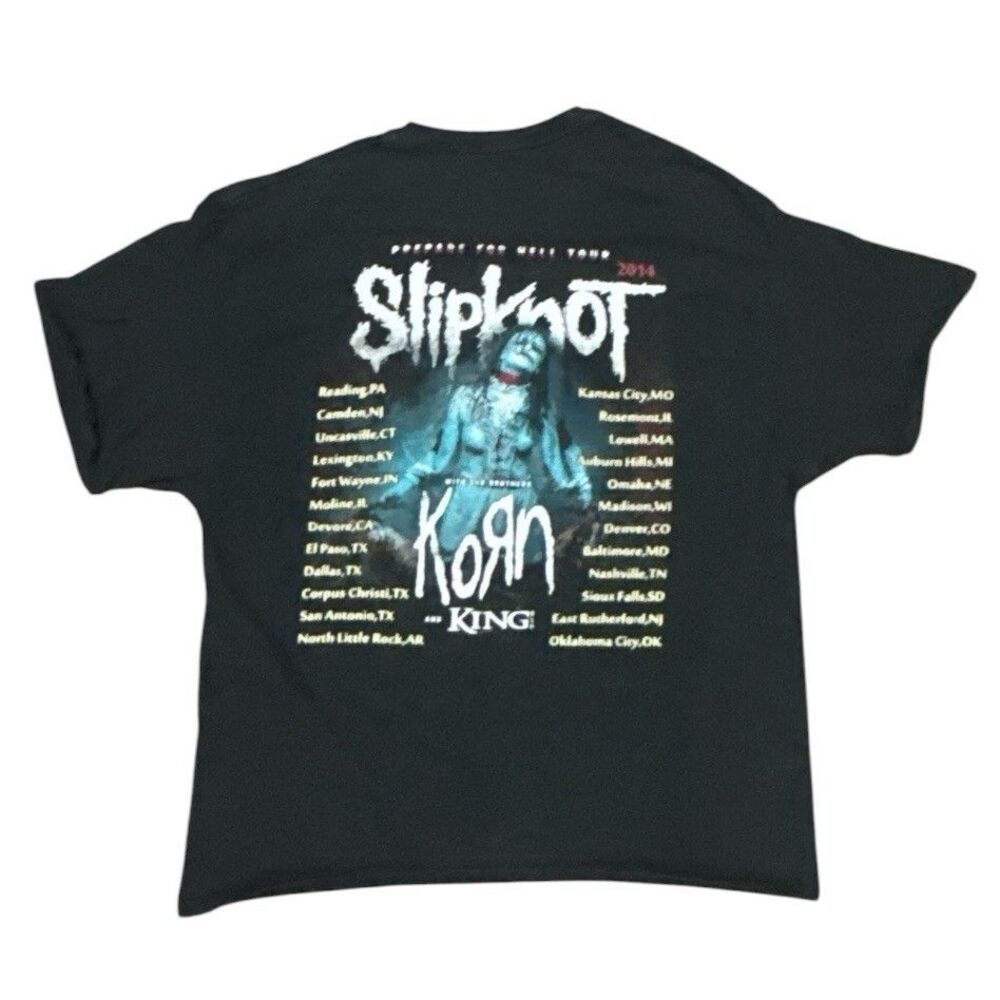 Slipknot Korn 2014 Prepare For Hell Tour T Shirt Size XL Black Nu-Metal Band Tee